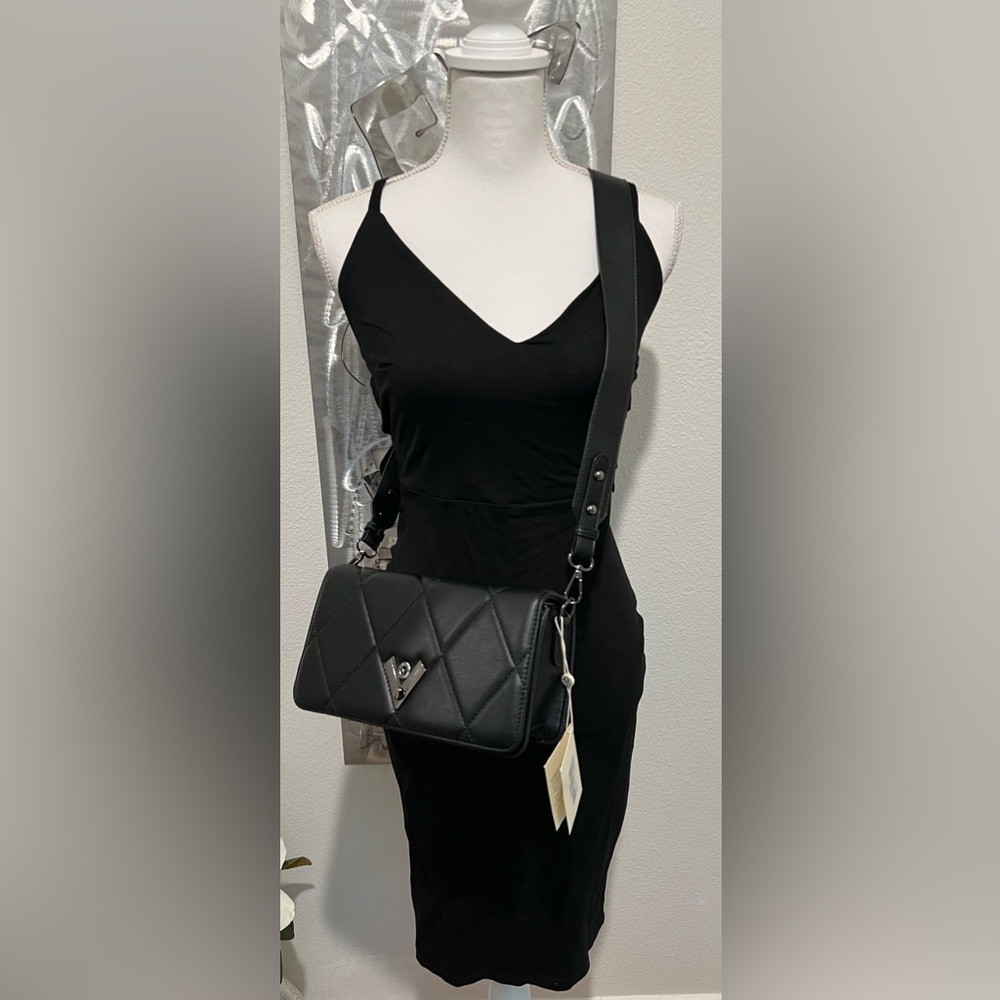 NWT Valentino Orlandi Black Quilted Purse w/ Gunmetal Hardware